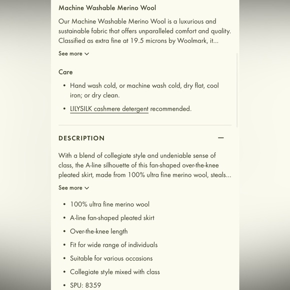 LILYSILK Collegiate Ultra-fine Merino Wool Skirt - Picture 7 of 10